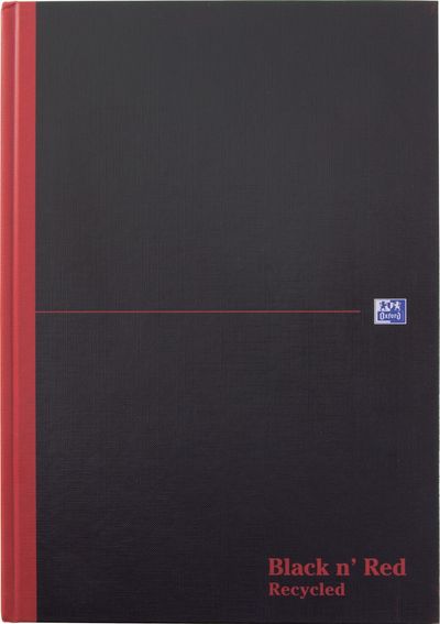 Oxford Black N Red Hardback Casebound Recycled Notebook 192 Pages A4 (Pack of 2) 400194939