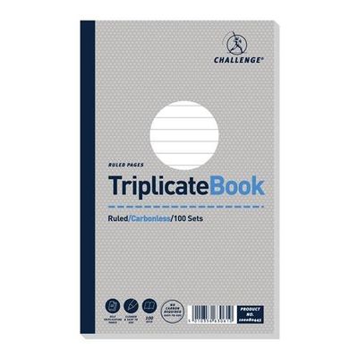 Challenge 210x130mm Triplicate Book Carbonless Ruled 1-100 Taped Cloth Binding 100 Sets (Pack 5) - 100080445