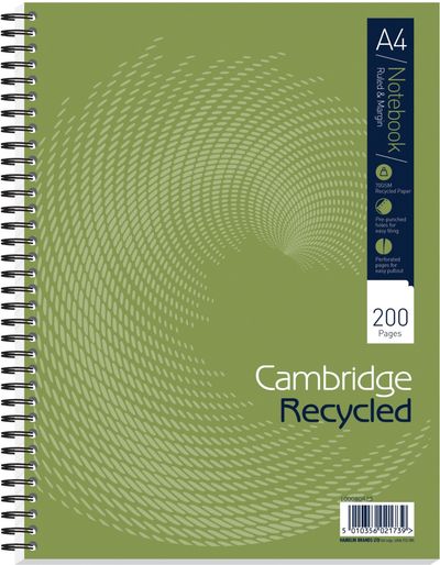 Cambridge Recycled Ruled Wirebound Notebook 200 Pages A4+ (Pack of 3) 100080423