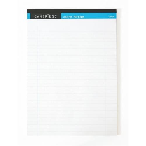Cambridge A4 Legal Pad Ruled 100 Pages White (Pack 10) - 100080159 - Image 1