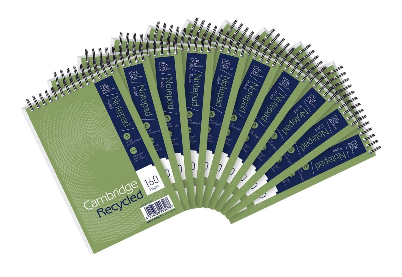 Cambridge Recycled Wirebound Reporter's Notepad 160 Pages 125 x 200mm (Pack of 10) 100080468 - Image 1