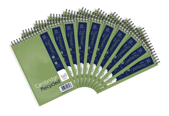 Cambridge Recycled Wirebound Reporter's Notepad 160 Pages 125 x 200mm (Pack of 10) 100080468
