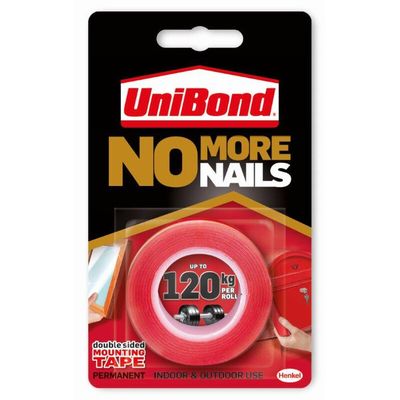 Unibond No More Nails Ultra Strong Double Sided Mounting Tape Permanent 19mm x 1.5m (Roll) - 2675760