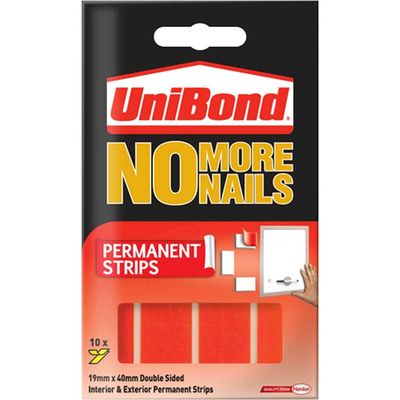 Unibond 2675503 No More Nails Indoor & Outdoor Permanent Mounting Tape Strips (Pack Of 10)