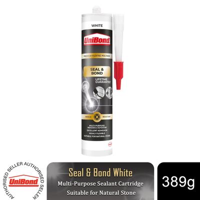 Unibond Seal and Bond Sealant Cartridge Multi Purpose Adhesive White, 389g - Buy 1
