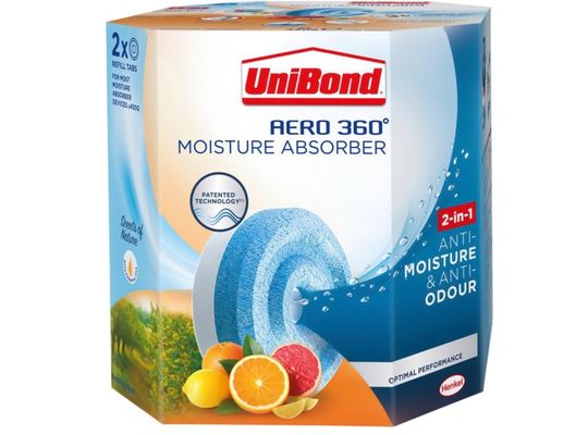 UniBond Aero 360 Moisture Absorber 2-in-1 Anti-Moisture and Anti-Odour Citrus Fruit Refill (Pack 2) - 3005117 - Thumbnail 1