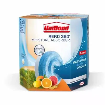UniBond Aero 360 Moisture Absorber 2-in-1 Anti-Moisture and Anti-Odour Citrus Fruit Refill (Pack 2) - 3005117 - Thumbnail 2