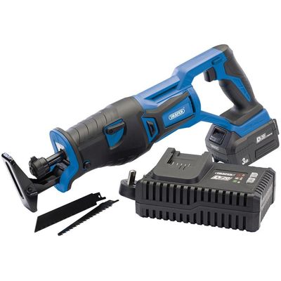 Draper 00593 D20 20V Brushless Reciprocating Saw 1 X 3.0Ah Battery 1 X Fast Charger each