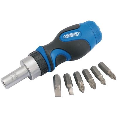 Draper 01050 Stubby Ratchet Screwdriver And Bit Set (7 Piece) per set