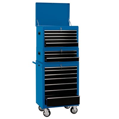 Draper Expert 04593 Combination Roller Cabinet And Tool Chest 15 Drawer 26in Blue each