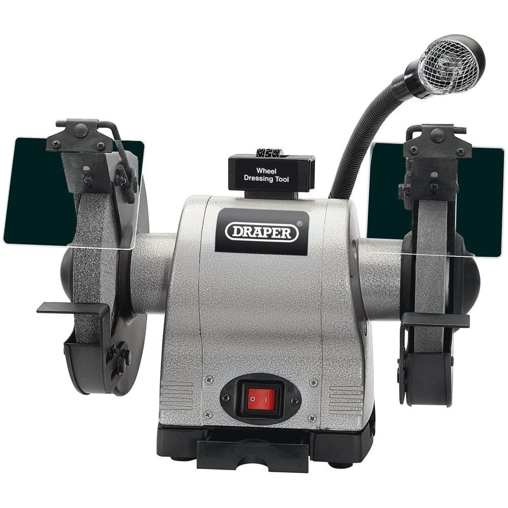 Draper 05097 Heavy Duty Bench Grinder With Worklight 200Mm 550W each - Image 1