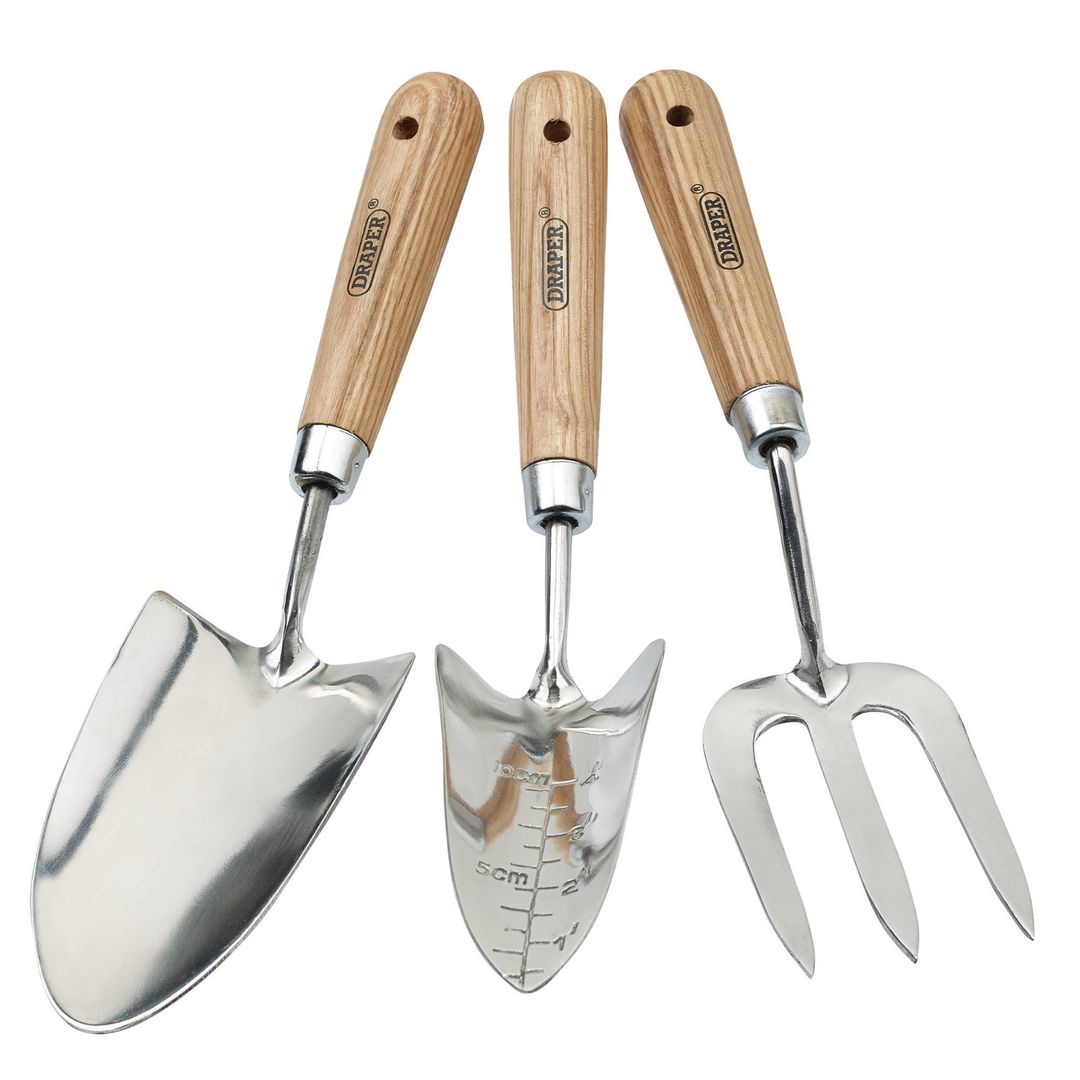 Draper Expert 09565 Stainless Steel Hand Fork And Trowels Set With Ash Handles (3 Piece) per set 1 - Image 1
