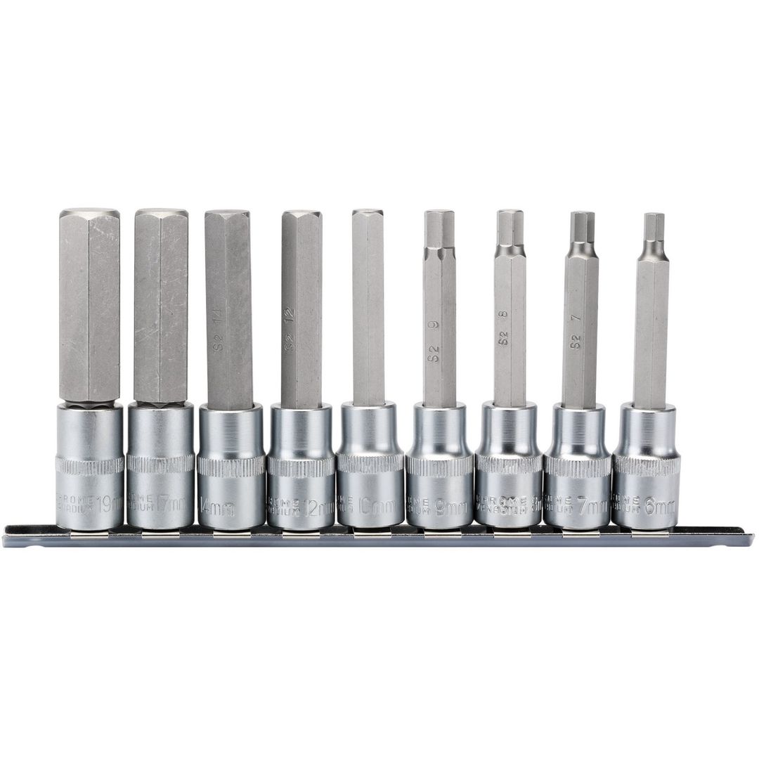Draper Expert 16308 Long Metric Hex. Socket Bit Set 1/2in Sq. Dr. 100Mm (9 Piece) per set - Image 1