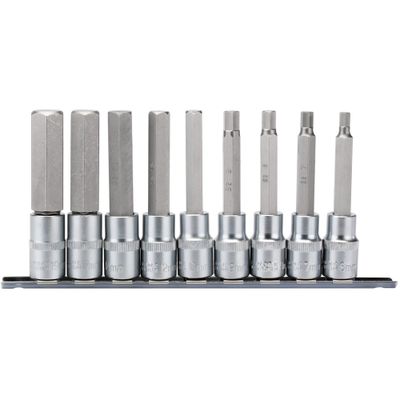 Draper Expert 16308 Long Metric Hex. Socket Bit Set 1/2in Sq. Dr. 100Mm (9 Piece) per set