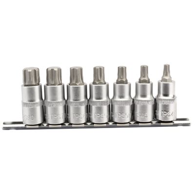 Draper Expert 16341 Draper Tx-Star® Plus Socket Bit Set 1/2in Sq. Dr. 55Mm (7 Piece) per set