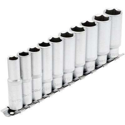 Draper 16401 Deep Socket Set On Metal Rail 3/8in Sq. Dr. (10 Piece) per set