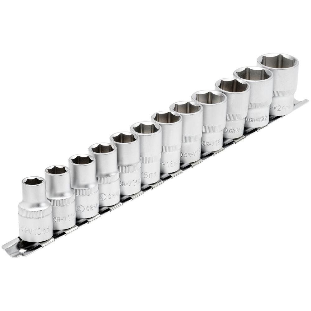 Draper 16402 Socket Set On Metal Rail 1/2in Sq. Dr. (12 Piece) per set - Image 1