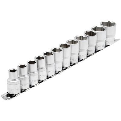 Draper 16402 Socket Set On Metal Rail 1/2in Sq. Dr. (12 Piece) per set