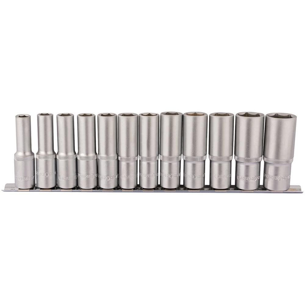 Draper 16403 Deep Socket Set On Metal Rail 1/2in Sq. Dr. (12 Piece) per set - Image 1