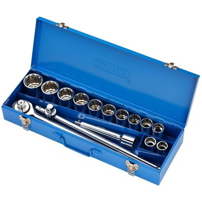 Draper 16440 Metric Socket Set In Metal Case 3/4in Sq. Dr. (15 Piece) per set