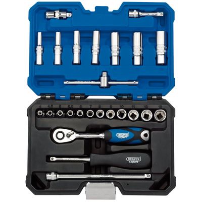 Draper Expert 16443 Metric Socket Set 1/4in Sq. Dr. Blue (25 Piece) per set