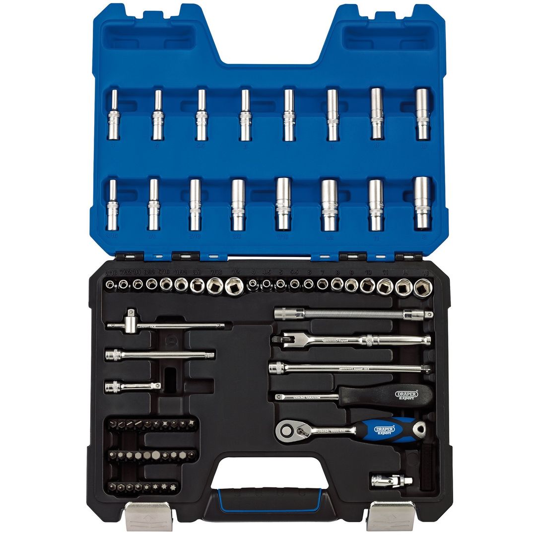 Draper Expert 16448 Mm/Af Combined Socket Set 1/4in Sq. Dr. (75 Piece) per set - Image 1