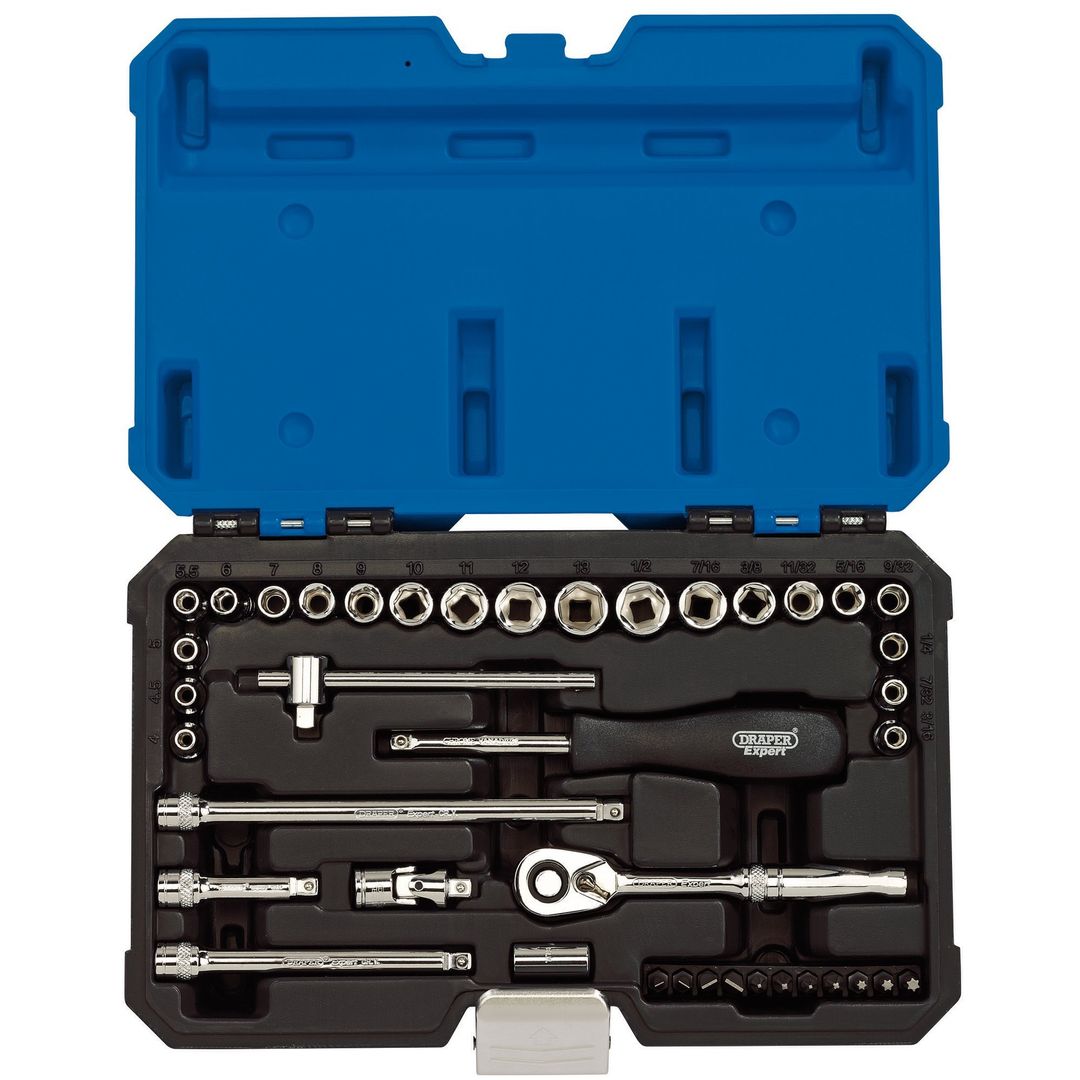 Draper Expert 16464 Combined Mm/Af Socket Set 1/4in Sq. Dr. (40 Piece) per set - Image 1