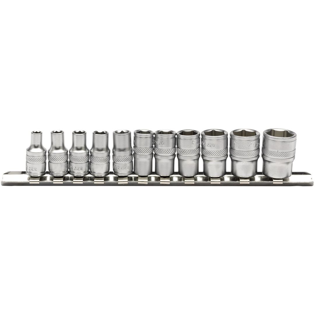 Draper Expert 16488 Imperial Socket Set On A Metal Rail 1/4in Sq. Dr. (11 Piece) per set - Image 1