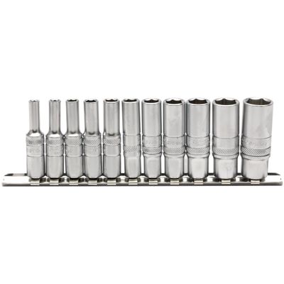 Draper Expert 16491 Imperial Deep Socket On Metal Rail 1/4in Sq. Dr. (11 Piece) per set