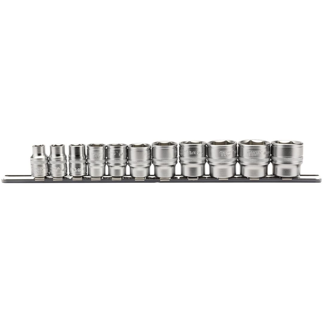Draper Expert 16493 Imperial Socket Set On A Metal Rail 3/8in Sq. Dr. (11 Piece) per set - Image 1