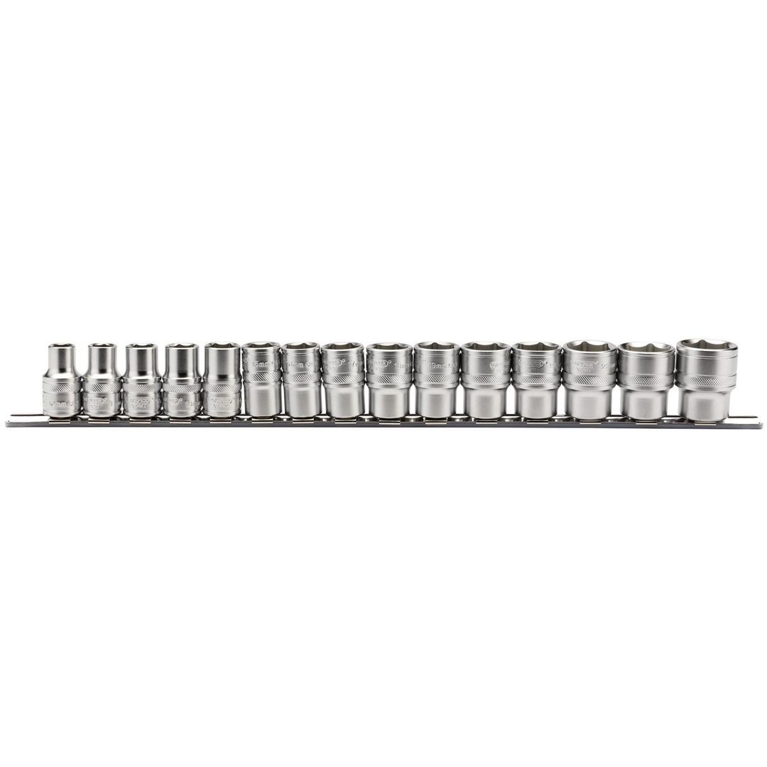 Draper Expert 16496 Metric Socket On A Metal Rail 1/2in Sq. Dr. (15 Piece) per set - Image 1