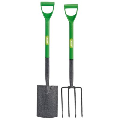 Draper 16566 Carbon Steel Garden Fork And Spade Set Green per set