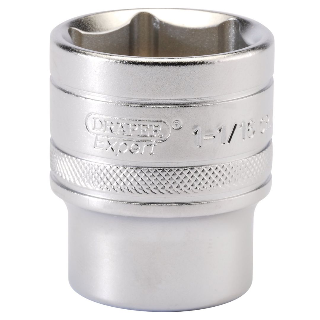 Draper Expert 16635 6 Point Imperial Socket 1/2in Sq. Dr. 1.1/16in each - Image 1