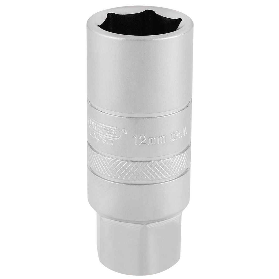 Draper Expert 16776 12Mm Thread 6 Point Satin Chrome Spark Plug Socket 3/8in Sq. Dr. 18Mm each - Image 1