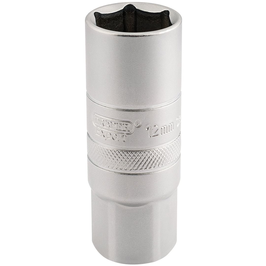 Draper Expert 16782 12Mm Thread 6 Point Satin Chrome Spark Plug Socket 1/2in Sq. Dr. 18Mm each - Image 1