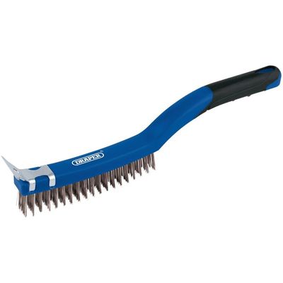 Draper 17180 3 Row Stainless Steel Wire Scratch Brush With Scraper 350Mm each