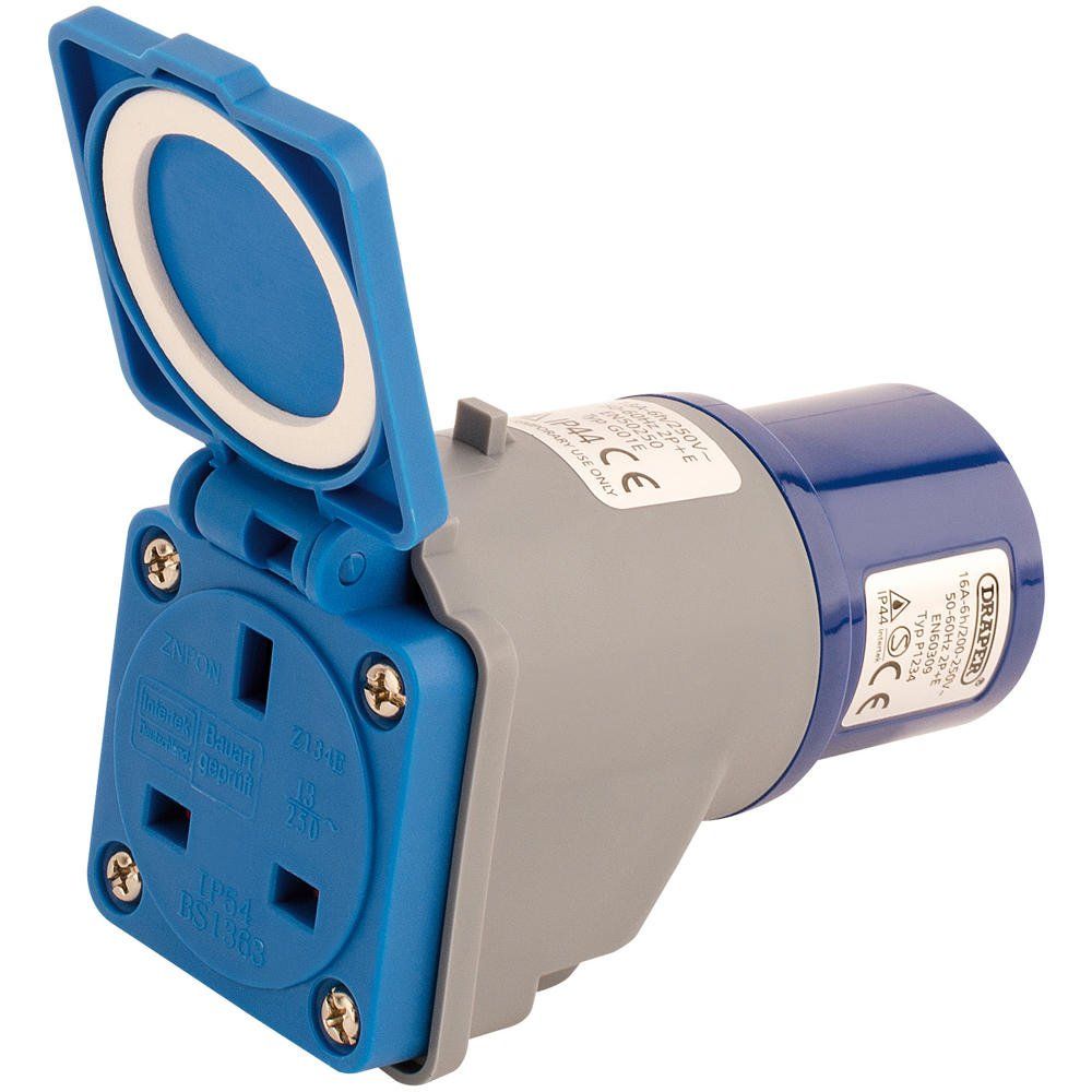 Draper 17574 230V Adaptor With 16A Plug To 13A Socket each - Image 1