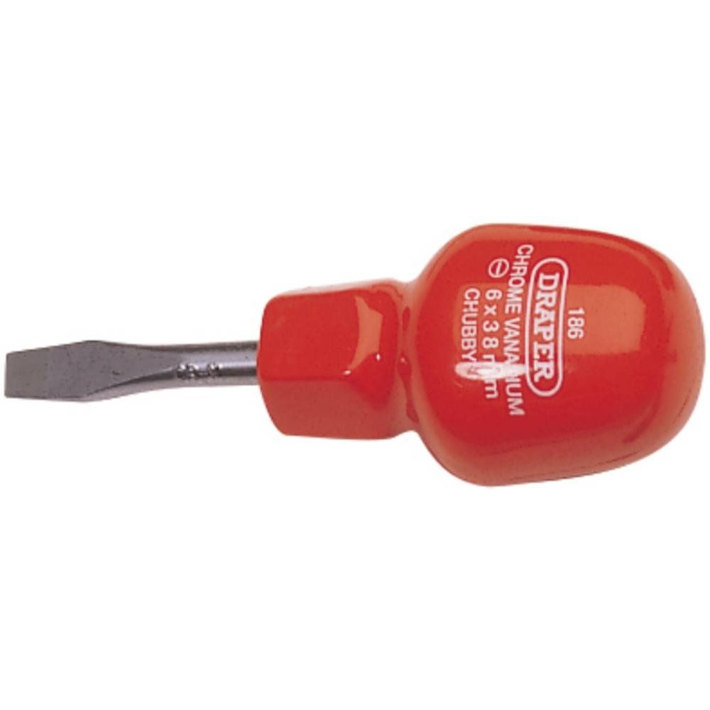 Draper 19497 Plain Slot Flared Tip Cabinet Pattern Chubby Screwdriver 6 X 38Mm (Sold Loose) each - Image 1