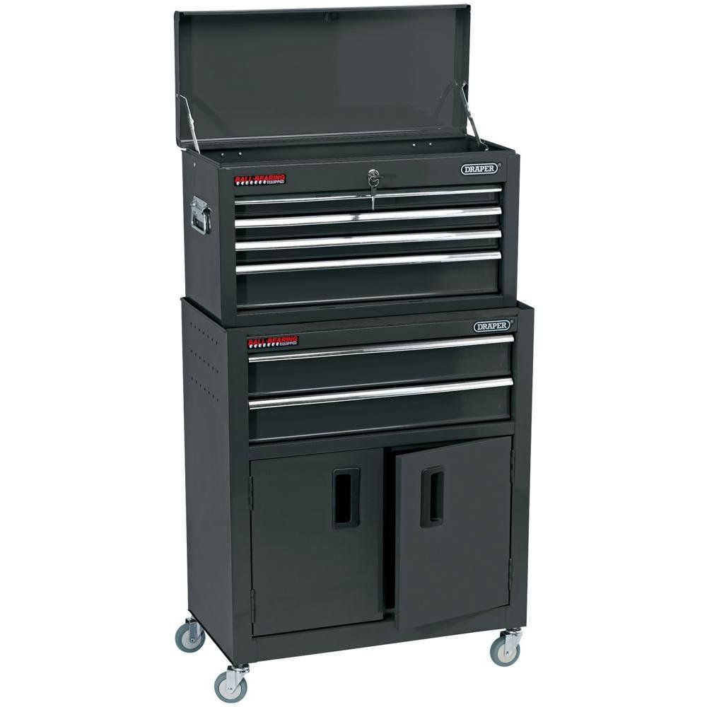 Draper 19572 Combined Roller Cabinet And Tool Chest 6 Drawer 24in Black each - Image 1