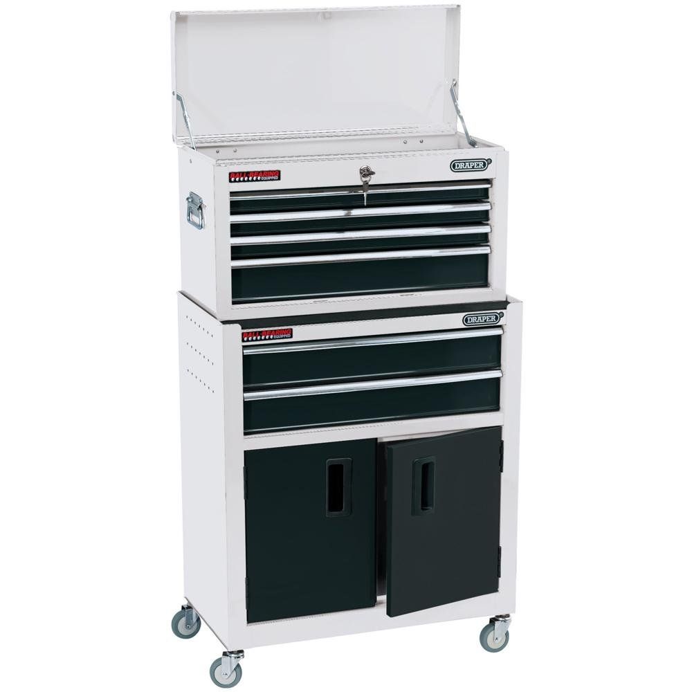 Draper 19576 Combined Roller Cabinet And Tool Chest 6 Drawer 24in White each - Image 1