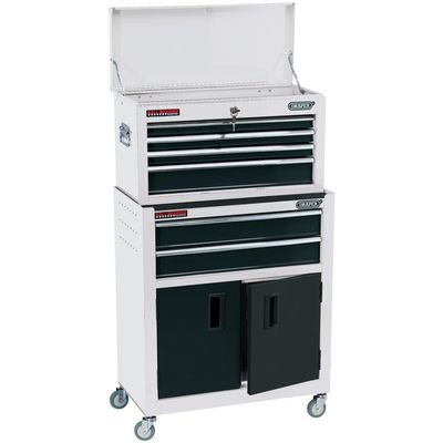 Draper 19576 Combined Roller Cabinet And Tool Chest 6 Drawer 24in White each