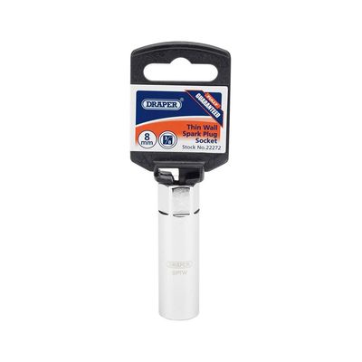 Draper 22272 Hi-Torq® 8Mm Thread Thin Wall 12 Point Spark Plug Socket 3/8in Sq. Dr. 14Mm each