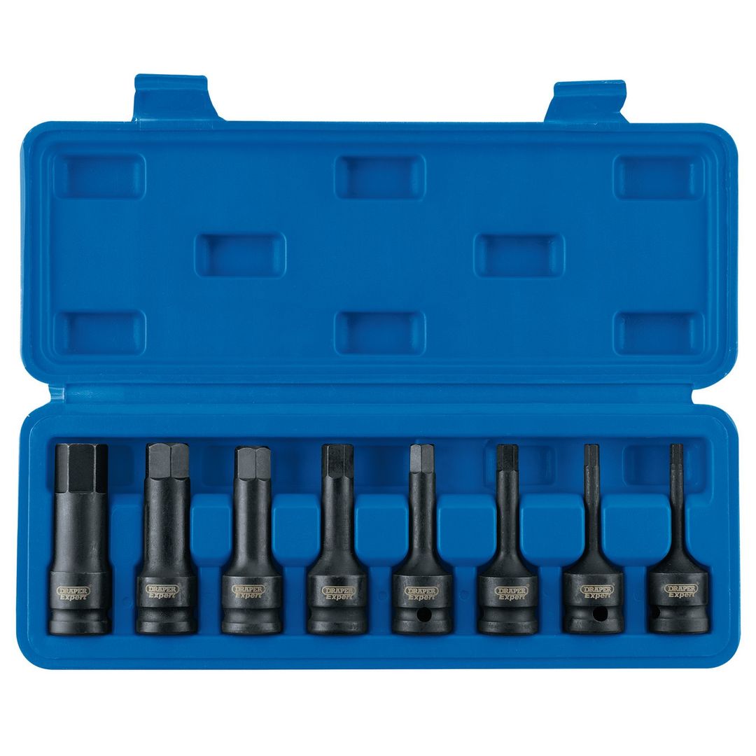 Draper Expert 26439 Impact Hexagonal Socket Bit Set 1/2in Sq. Dr. (8 Piece) per set - Image 1