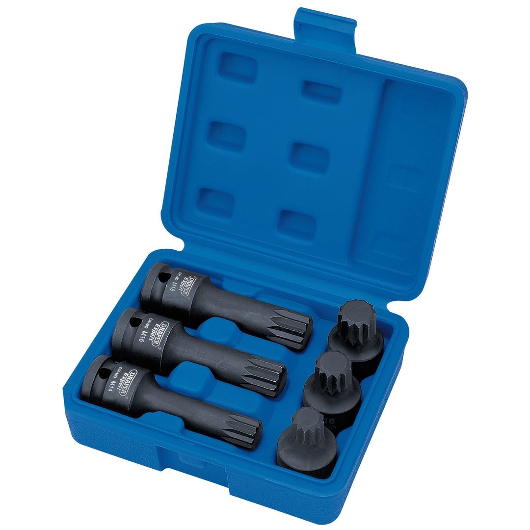 Draper Expert 28881 Impact Spline Bit Set 1/2in Sq. Dr. (6 Piece) per set - Image 1
