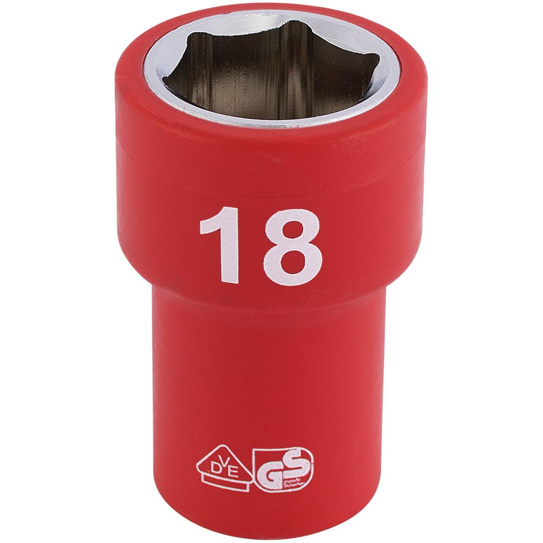 Draper Expert 31724 Fully Insulated Vde Socket 3/8in Sq. Dr. 18Mm each - Image 1