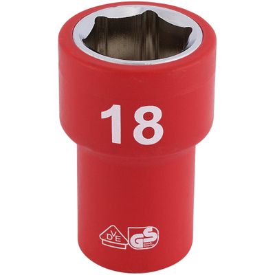 Draper Expert 31724 Fully Insulated Vde Socket 3/8in Sq. Dr. 18Mm each