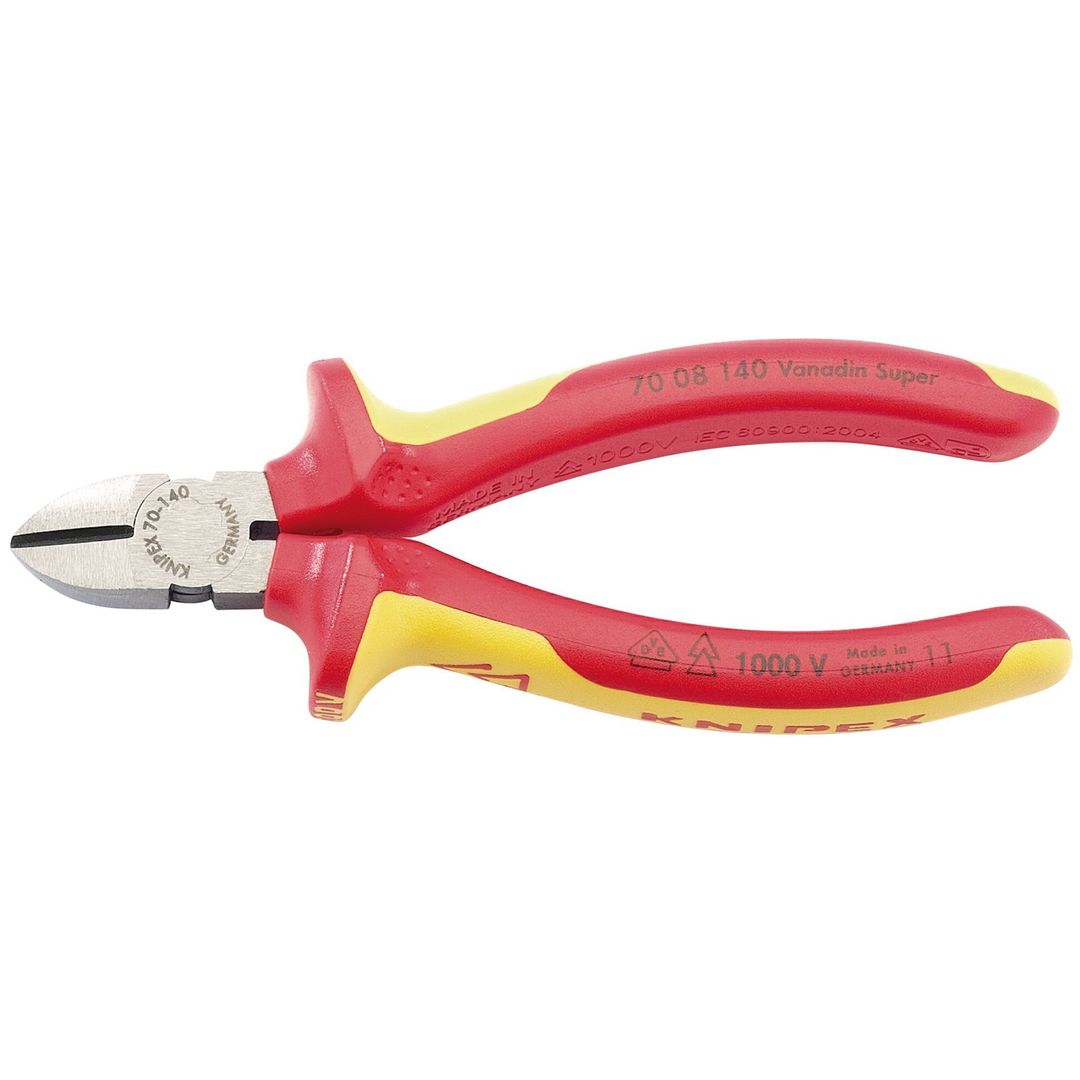 Knipex 31925 70 08 140Uksbe Vde Fully Insulated Diagonal Side Cutters 140Mm each - Image 1