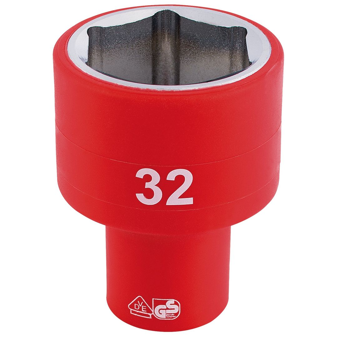 Draper Expert 32017 Fully Insulated Vde Socket 1/2in Sq. Dr. 32Mm each - Image 1