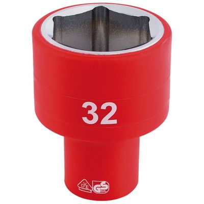 Draper Expert 32017 Fully Insulated Vde Socket 1/2in Sq. Dr. 32Mm each