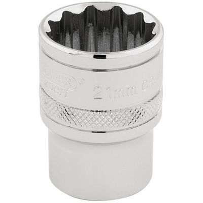 Draper Expert 33290 Hi-Torq® 12 Point Socket 1/2in Sq. Dr. 21Mm each